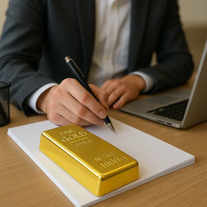 Gold Bar Shape Metal Paperweight for Office Table